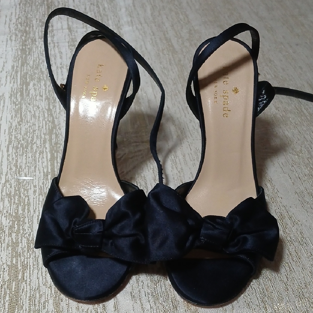 Kate Spade Midnight Satin Bow Heels